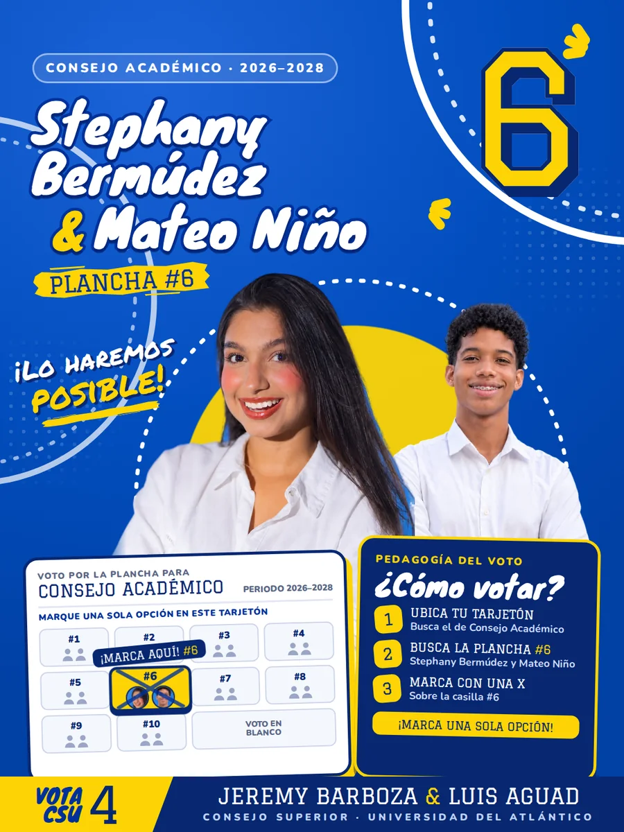 Afiche de Stephany Bermúdez y Mateo Niño, plancha #6, con la pedagogía del voto