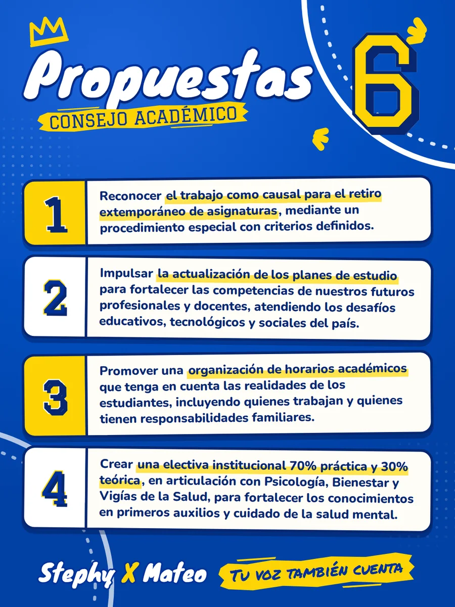 Afiche de propuestas al Consejo Académico, plancha #6